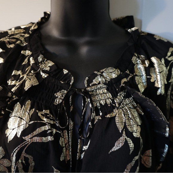 Black and Gold Floral Blouse - Picture 2 of 10